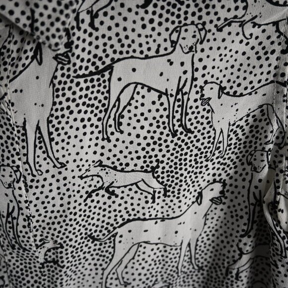Boden Collared Silk Blouse – Black & White Dalmatian – Size 4 - Picture 4 of 10